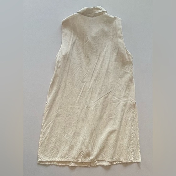 VINTAGE Y2K 90s Sleeveless Button Up Linen Blend White Blouse Small - Picture 4 of 8